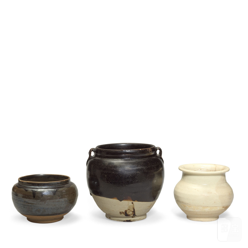 宋至元 黑釉罐兩件及米白釉罐 | TWO BLACK-GLAZED JARS AND A CREAM-GLAZED JAR